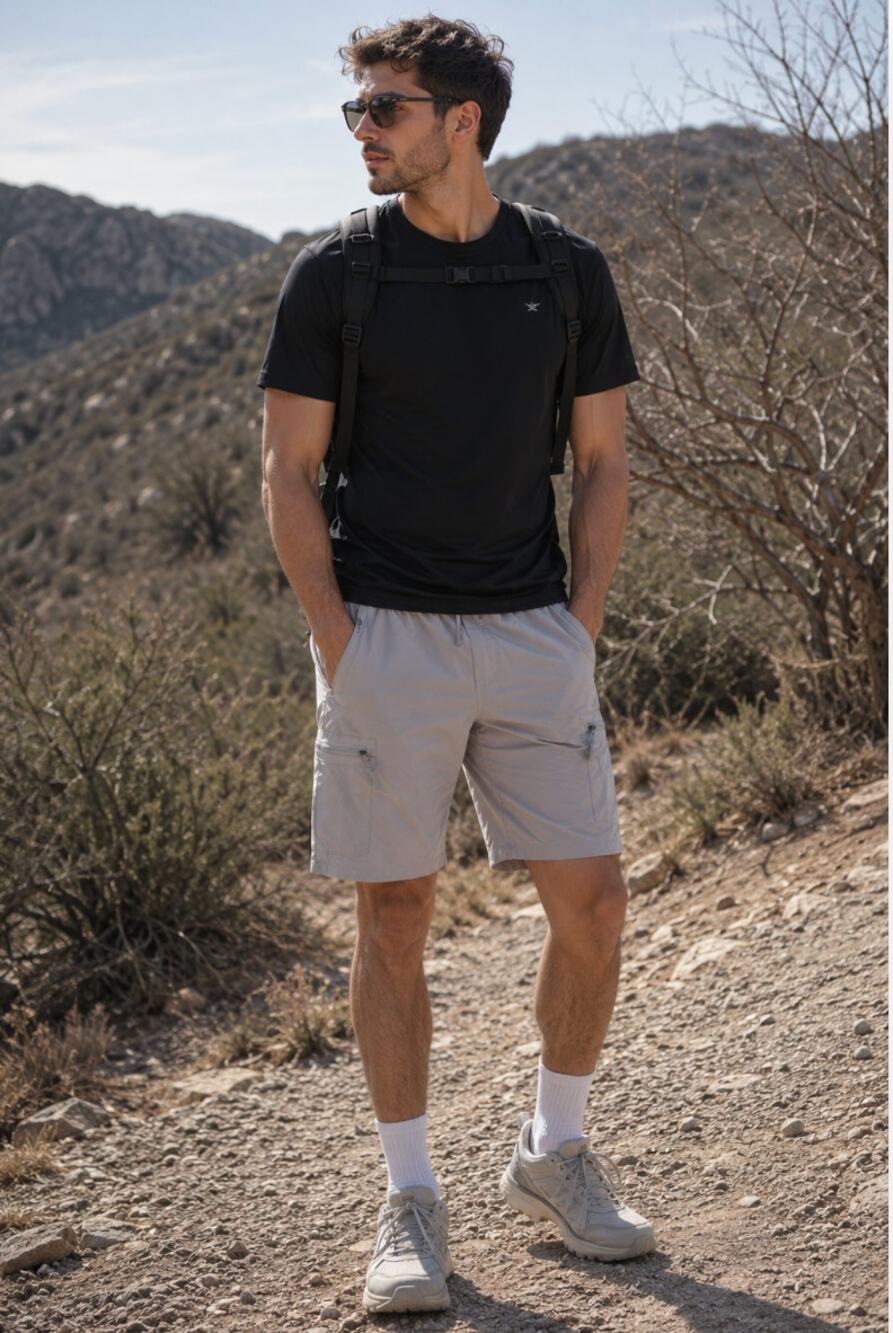 Mens' URBEST Tactical Shorts Gray Waterproof Size M Streetwear Gorpcore Utility